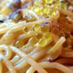 Spaghetti con perlage di olio di nocciole